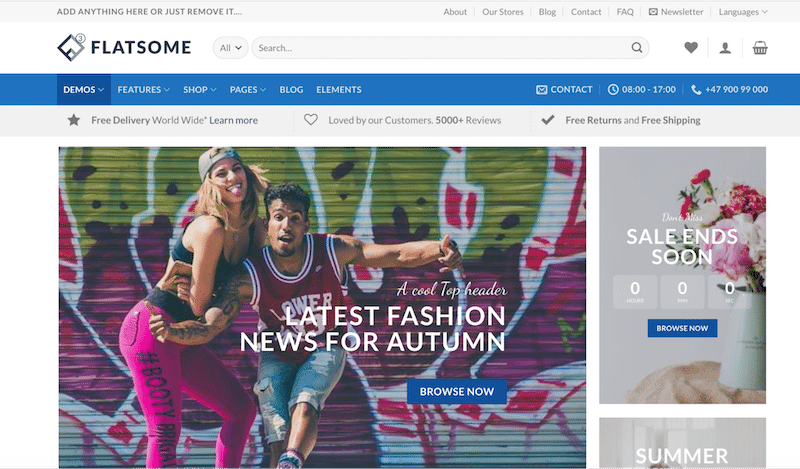 Megashop templates for WooCommerce - Source: Flatsome